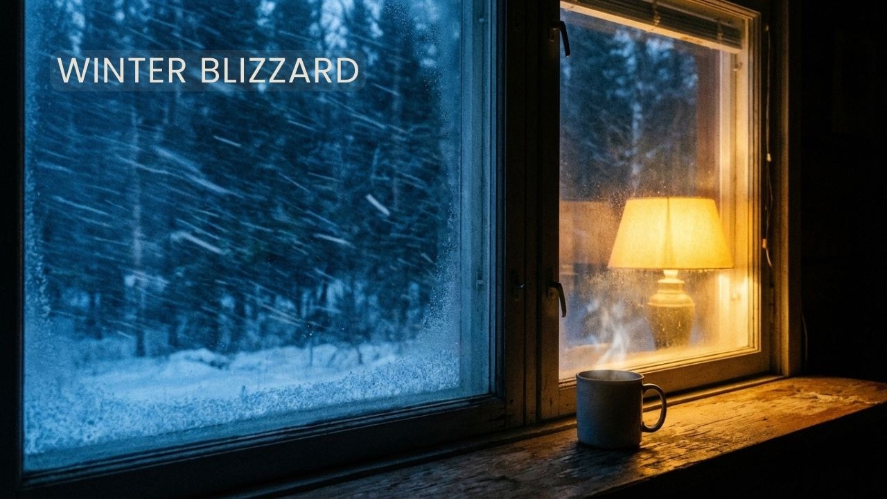 Blizzard Outside the Cabin Window – 10 Hours | Deep Sleep, Cozy Winter Storm Sounds