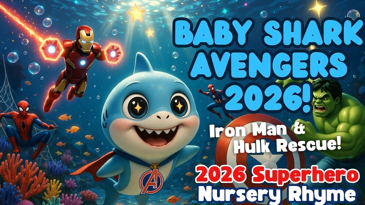 Baby Shark Avengers 2026! 🦸 ♂️ Iron Man & Hulk Rescue Song  Superhero Nursery Rhymes for Kids