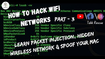 Learn Packet Injection, hidden wireless network & Spoof your MAC #TekkRescue #Hacker