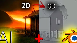 AI 2d IMAGE TURN IN TO 3D SCENE IN BLENDER IN 5 MINUTE 🤔
