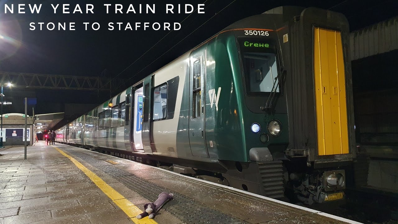 Новогодняя поездка на поезде Desiro 350126 из Стоуна в Стаффорд в зимнее солнце 2.1.26