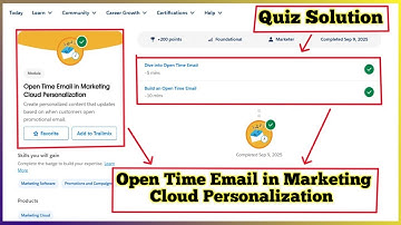 Open Time Email in Marketing Cloud Personalization | Salesforce Trailhead | Quiz Solution