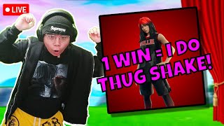 1 WIN = I DO THUG SHAKE IRL! GETTING CROWN WINS WITH VIEWERS! #shorts #fortnitelive