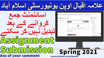 Aiou assignment spring 2021 Submission Online of Allama Iqbal Open University | AIOU INFO