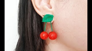 Diy cherry earrings