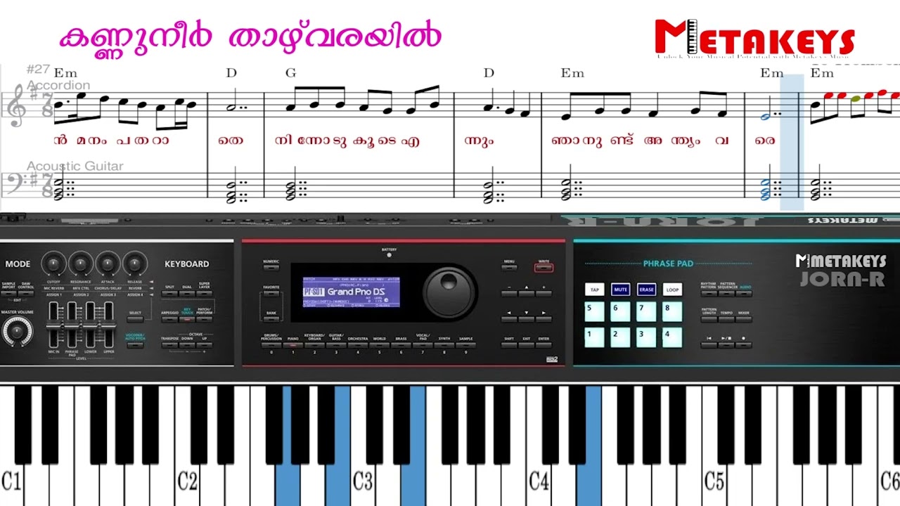 Kannuneer thazhvarayil | Malayalam Christian Devotional song |easyPiano tutorial | metakeys metaudio