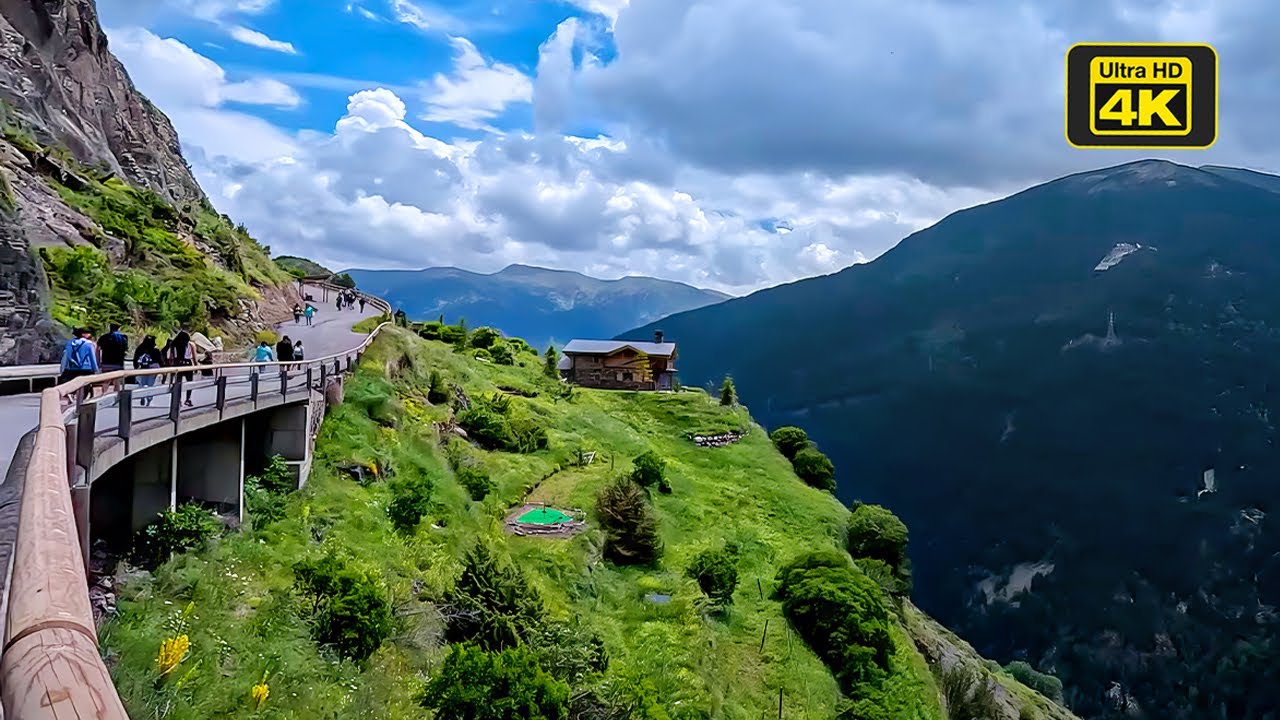 WALK TIBETAN BRIDGE IN CANILLO | A BEAUTIFUL COUNTRY WITH THE BEST NATURE | WALKING TOUR ANDORRA 4K