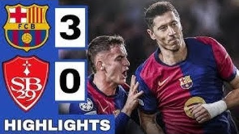 Barcelona vs Brest 3-0 Highlights | Champions League (24/25) UCL #football LEWANDOWSKI BRACE