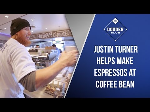Dodgers Justin Turner Helps Make Espressos At Coffee Bean