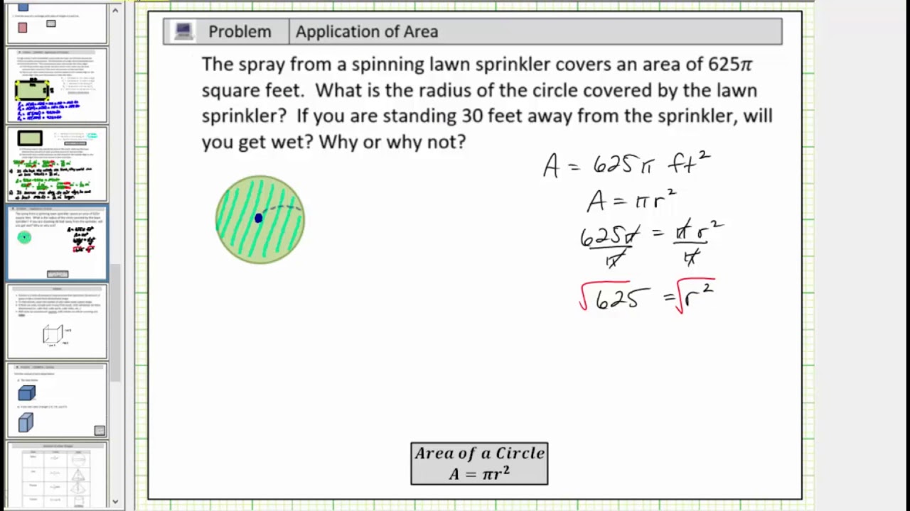 Application Find the Radius of a Circle Given the Area
