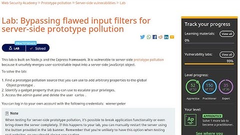Web Security Academy | Prototype Pollution | 8 - Bypassing Flawed Input Filters For Server-Side PP
