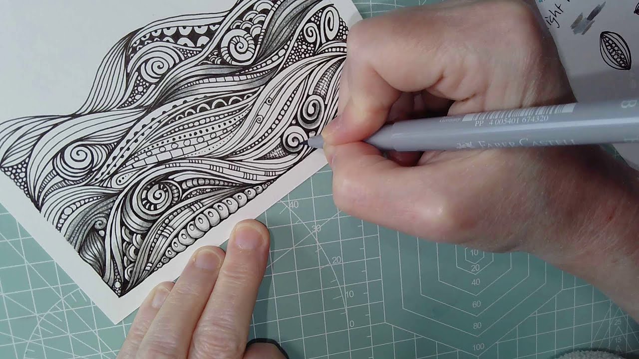 #DrawWithMe - Flowy Patterns #Zentangle #ZentangleInspired - YouTube