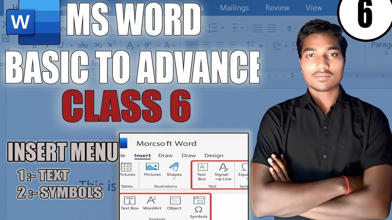 MS Word Basic to Advance Class 6 | Insert Menu - Text and Symbols | Hindi Tutorial