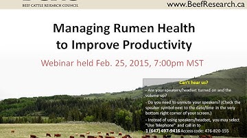 Managing rumen health to improve productivity (BCRC webinar)