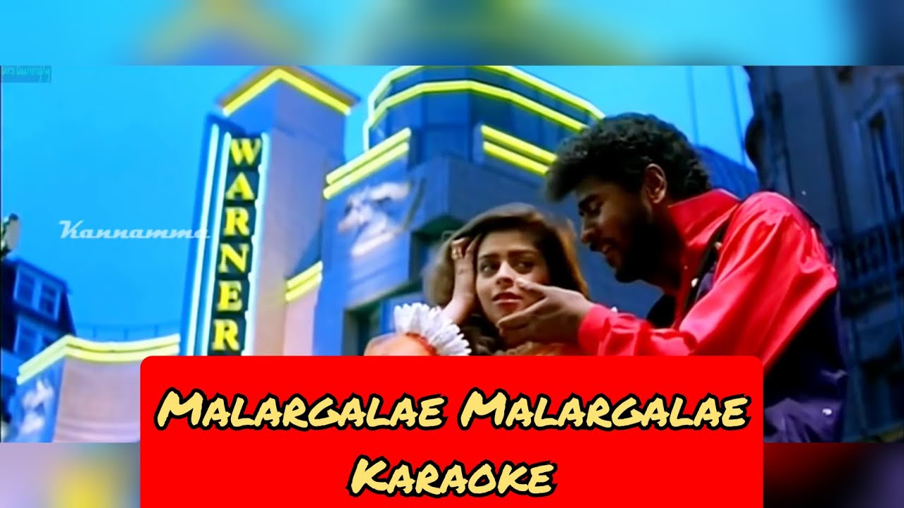 Malargalae Malargalae Karaoke  Lyrics  Love Birds  AR Rahman  HD 1080P