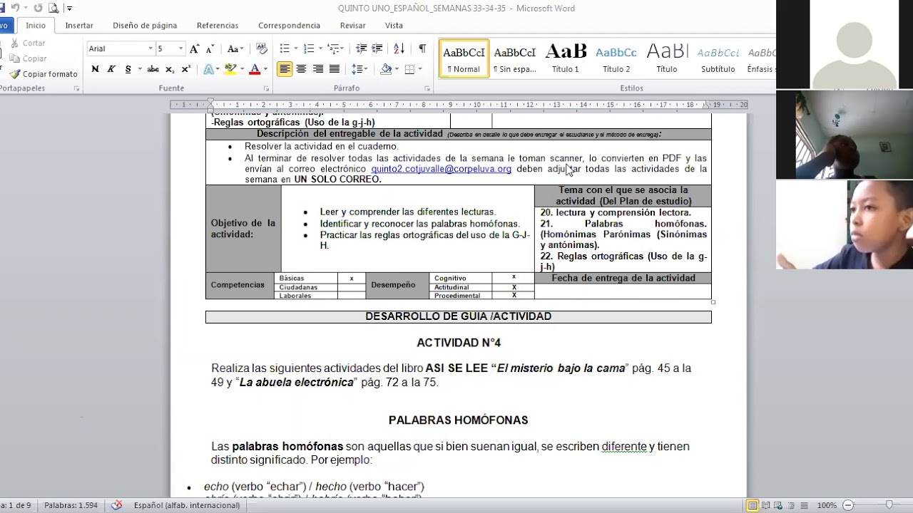 15/10/2020 Español 5-1 Actividades Así se lee Semana 33