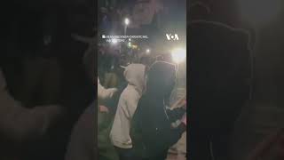 Pro-Palestinian protesters clash with counter-demonstrators at UCLA | VOA News #shorts