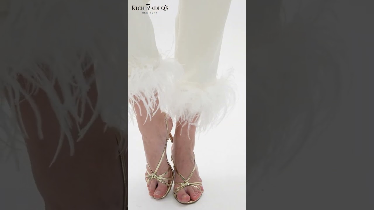 High-Waist Feather Trim Pants