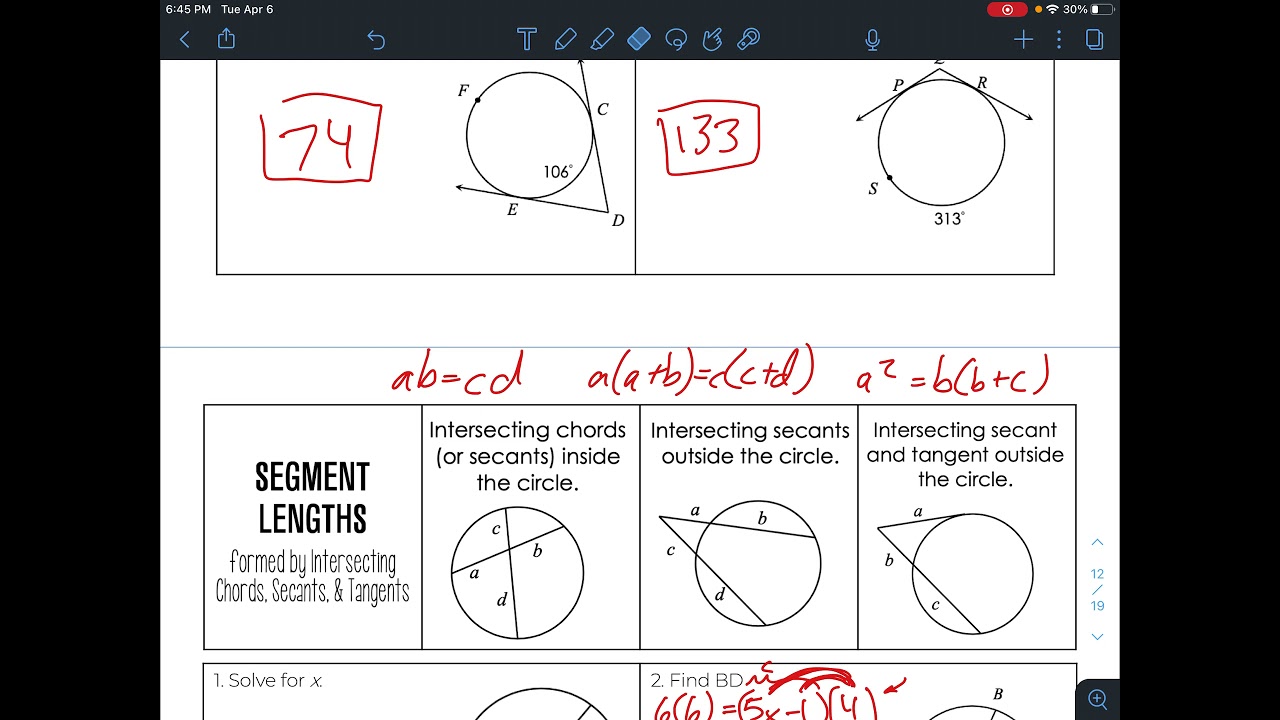 Unit 10 #10: Segment Lengths formed by intersecting chords, secants, and tangents - YouTube Unit 10 #10: Segment Lengths formed by intersecting chords, secants, and tangents - YouTube