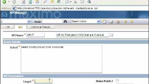 Basic Maximo KPI Creation