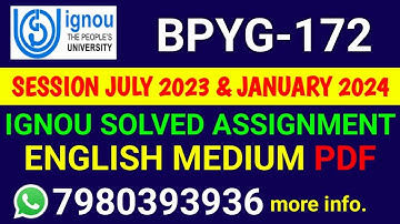 BPYG 172 Solved Assignment 2023-24 English, BPYG 172 Solved Assignment 23-24, BPYG-172 Assignment