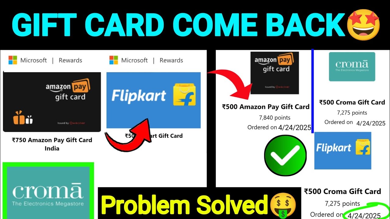 Microsoft Rewards Redeem Problem Solve | Gift Card Come Back | Amazon ...