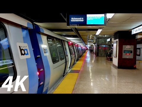 ⁴ᴷ⁶⁰ BART: Fleet of the Future and Legacy Trains at Lake Merritt + New Real-Time Station Displays