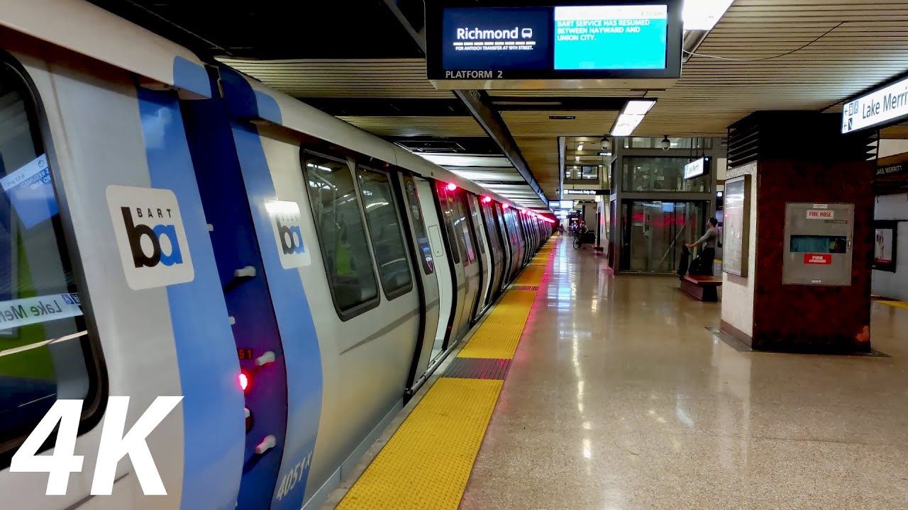 ⁴ᴷ⁶⁰ BART: Fleet of the Future and Legacy Trains at Lake Merritt + New Real-Time Station Displays