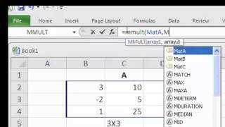 Matrix Multiplication and inverse using Excel