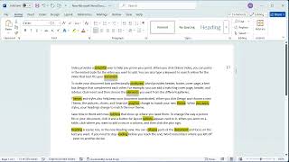 How to select all highlighted text or words in word document