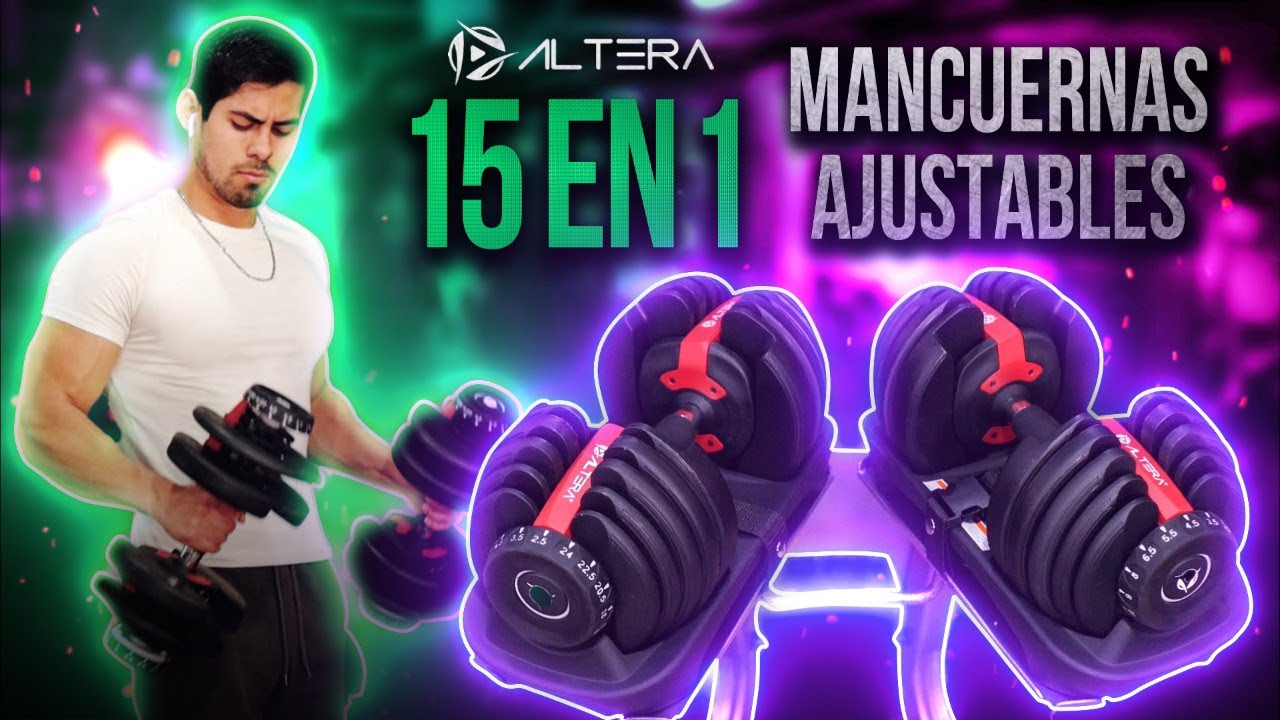 Set 2 Mancuernas Ajustables de 24kg Master + contenedor