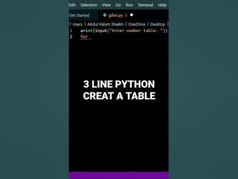 PYTHON 3 LINE CODE CREAT TABLE USER !! PYTHON IS SMART LANUAGE - YouTube