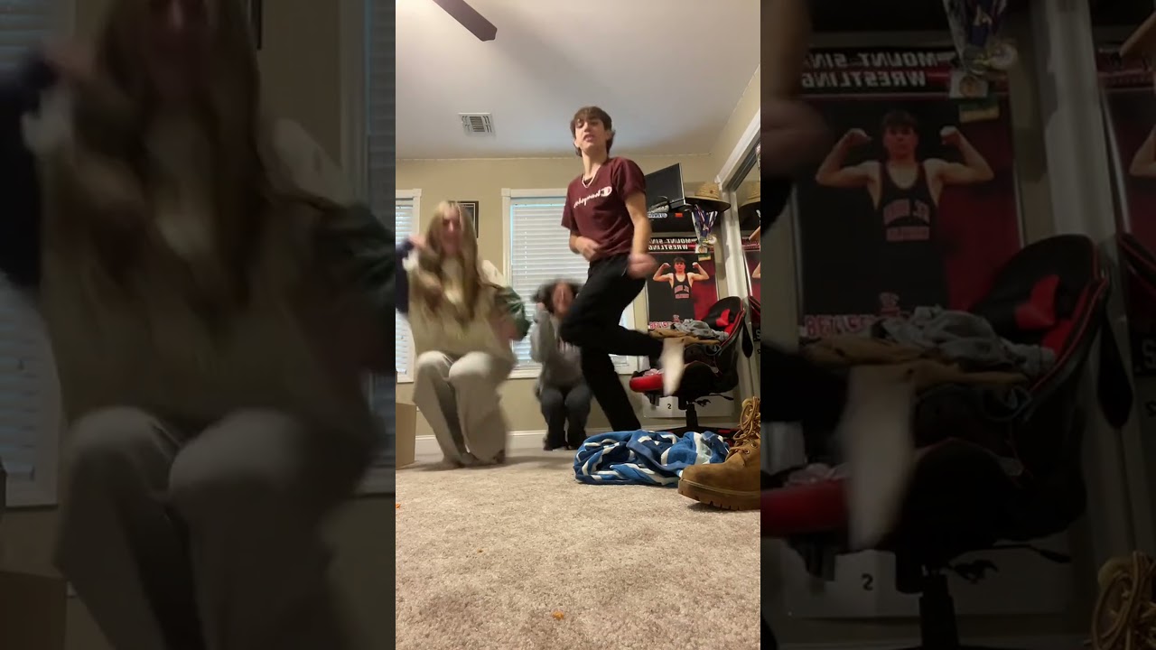 Energetic Teen Dance-Off in Bedroom