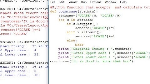 Python function that accepts  and calculate total upper and lower case letters