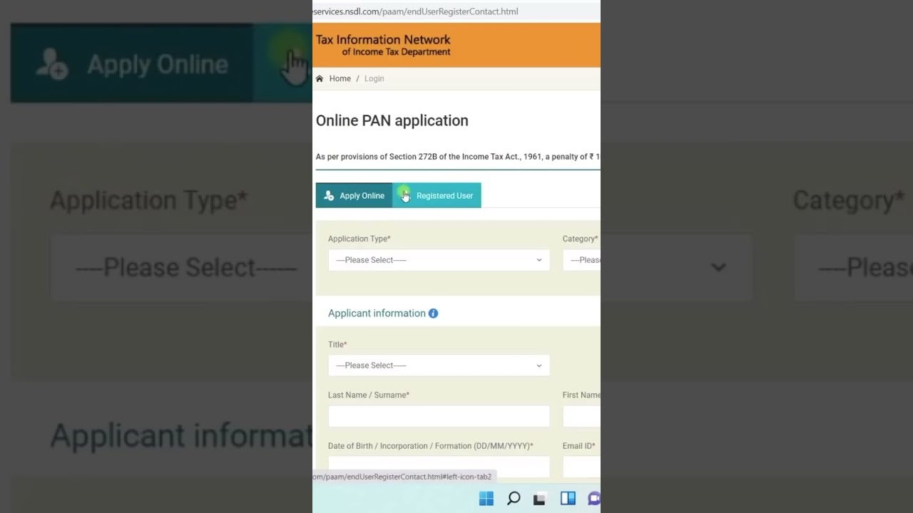 PAN Card Apply Online How To 2022 Shorts