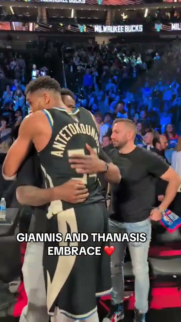 Giannis and Thanasis embrace ❤️