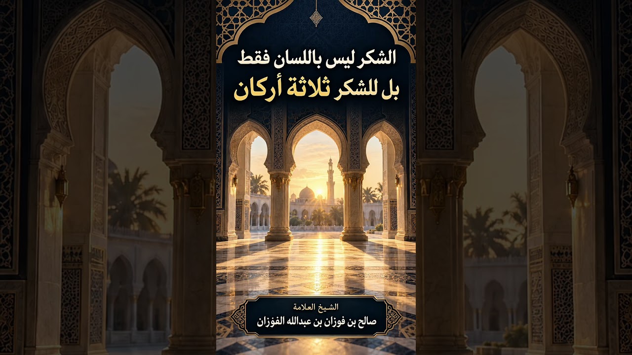 الشكر ليس باللسان فقط، بل للشكر ثلاثة أركان . الشيخ العلامة صالح بن فوزان بن عبد الله الفوزان .