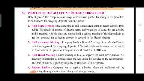 Procedures for accepting deposit from Public