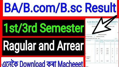 Guwahati University Latest Results Today BA/B.com/B.sc 1st/3rd Sem Ragular and Arrear Result