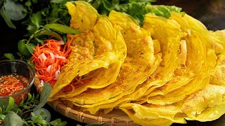 Bánh Xèo Giòn Miền Nam, Bột Tự Pha Đặc Biệt đổ bánh xèo qua ngày vẫn giòn không bị ngấm Dầu