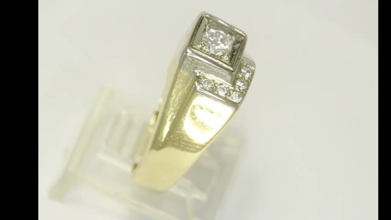 Mens Natural Diamond Geometric Ring .32CT VS Color Yellow Gold Size 10 - 34073