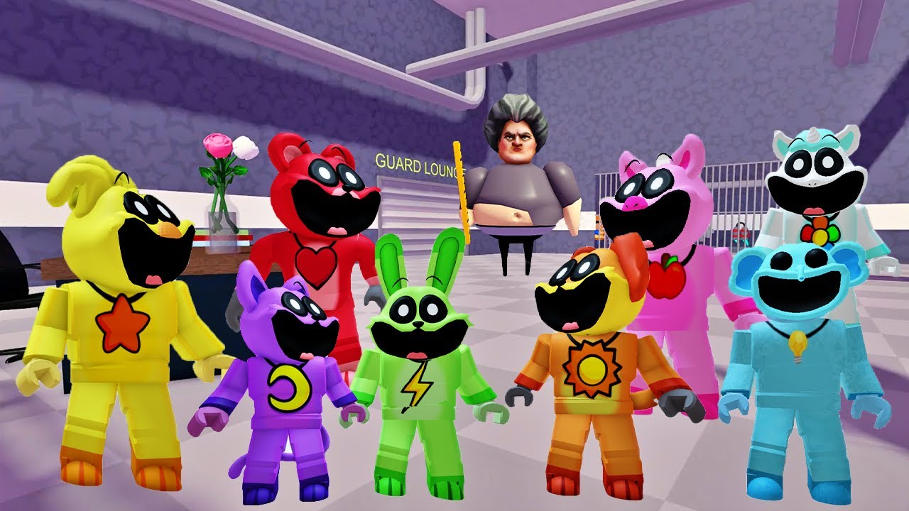 SCARY TEACHER 3D BARRY'S PRISON RUN VS ALL SMILING CRITTERS - Scary Obby Full Game #obby #roblox