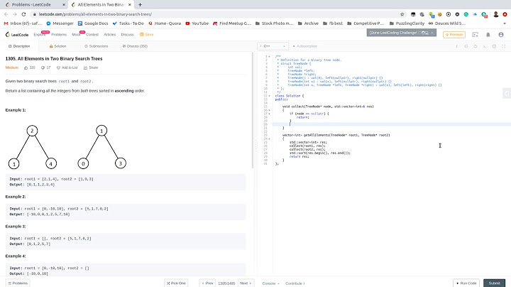 LeetCode 1305  All Elements in Two Binary Search Trees