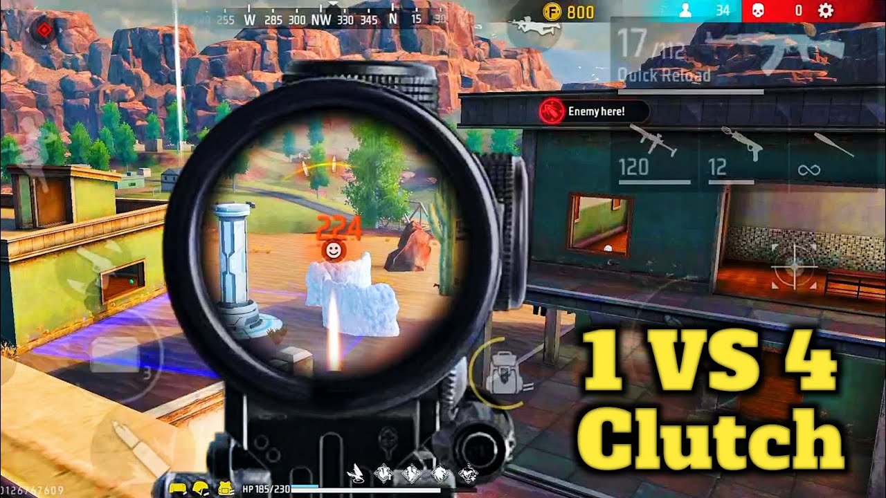 BR Ranked Game Free Fire || 1 VS 4 Clutch Game || Best Headshot - YouTube