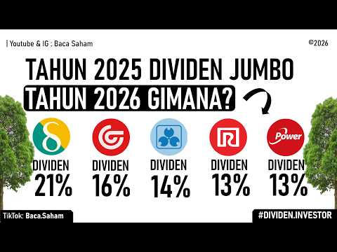 Prospek Dividen Tahun 2026 untuk 5 Saham Dividen Jumbo: Yield 13% s/d 21%