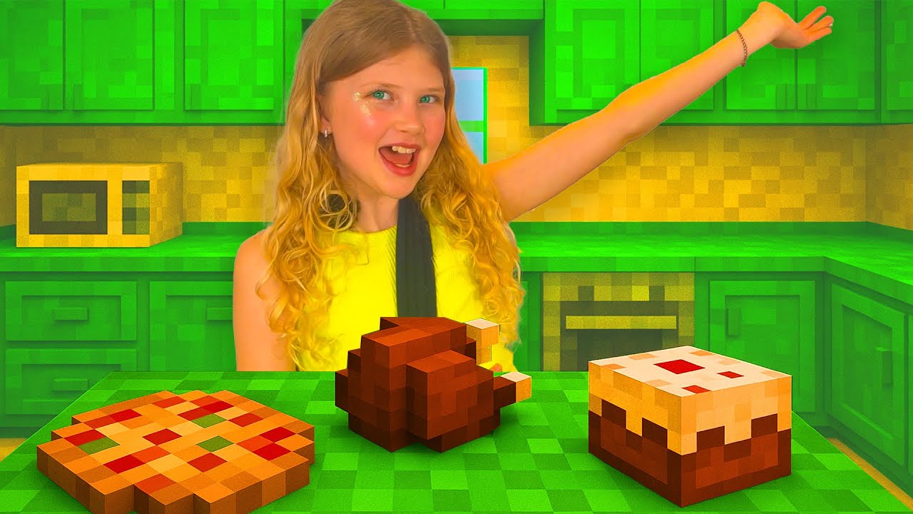 🍕🔥 Minecraft Restaurang – Pizza, Kyckling & Tårta IRL! 🎂🟩
