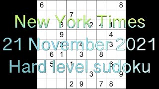 Sudoku solution – New York Times sudoku 21 November 2021 Hard level screenshot 5