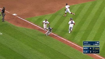 MIN@CLE: Ramirez tags Escobar on a fielder