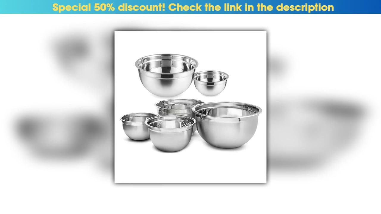 Slide (Set of 6) Stainless Steel Mixing Bowls Non-Slip Nesting Whisking Salad Bowls Set Mixing Bowl
