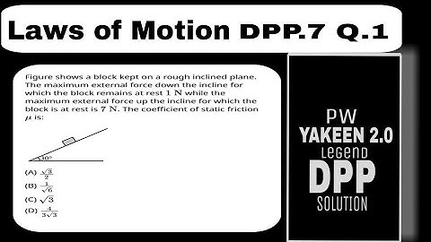 Figure shows a block kept on a rough inclined plane. The maximum external force down ... 1N ... 7 N